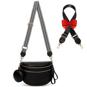 5865 Vegan Leather Bum Bags Crossbody Large Bum Bags Trendy Leather Belt